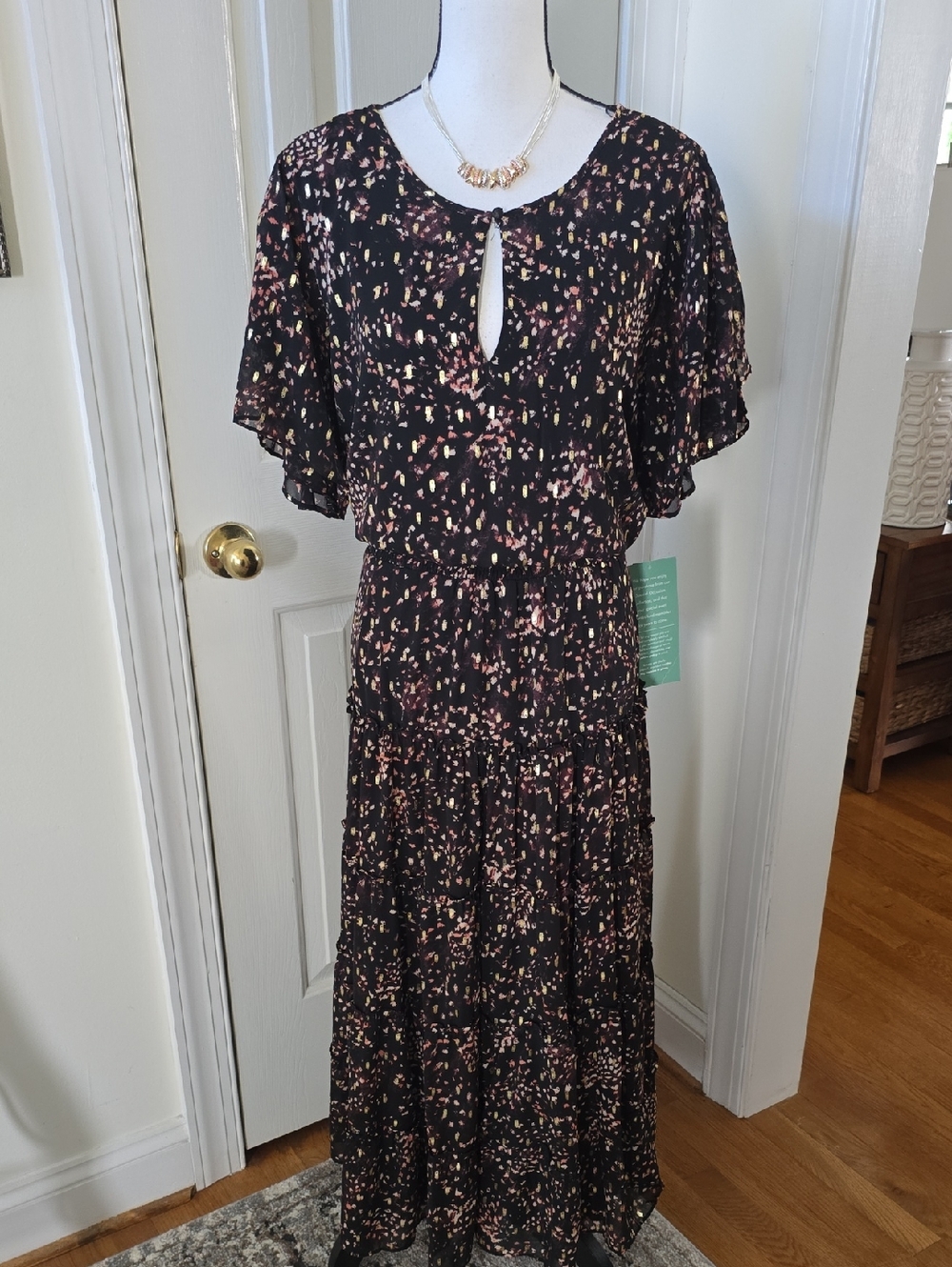 Sam and Jess Brand Women's Plus Size Black Floral Midi Dress Size 2X
